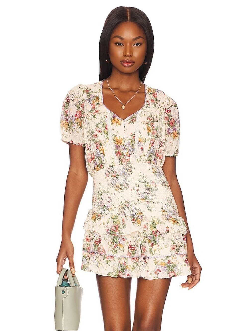 NWT LoveShackFancy Keelin Mini in Shining Gemstone Floral Cotton Dress S